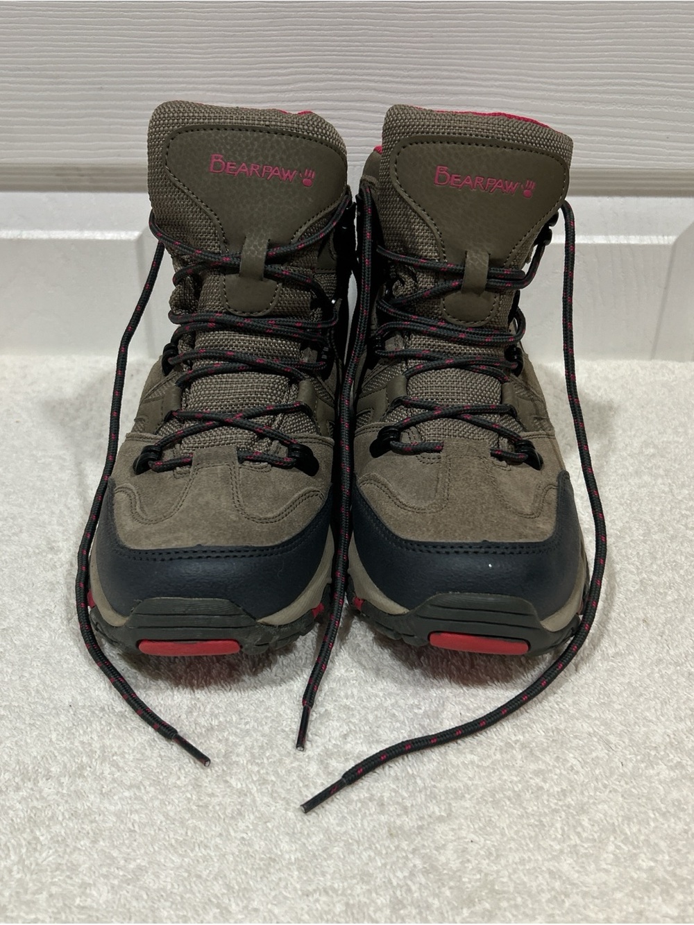 BearPaw tan and Pink Women's Winter Hiking Boots